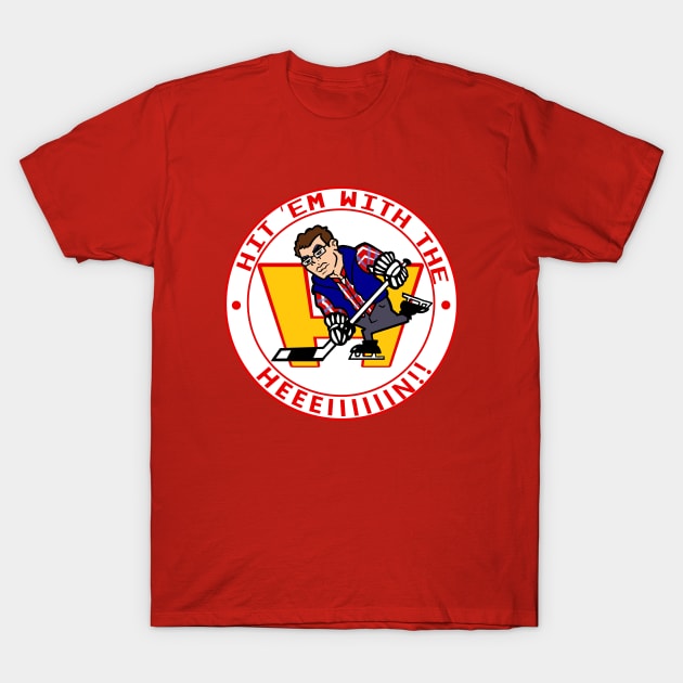 Hit 'Em With The Hein! (red alt) T-Shirt by Mike Hampton Art